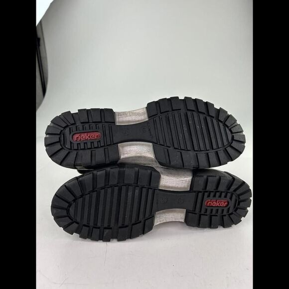 Rieker Women's Black Lace-Up Ankle Boots US 9-9.5 Warm Lining Combat Boot Eur 40 - Picture 7 of 10